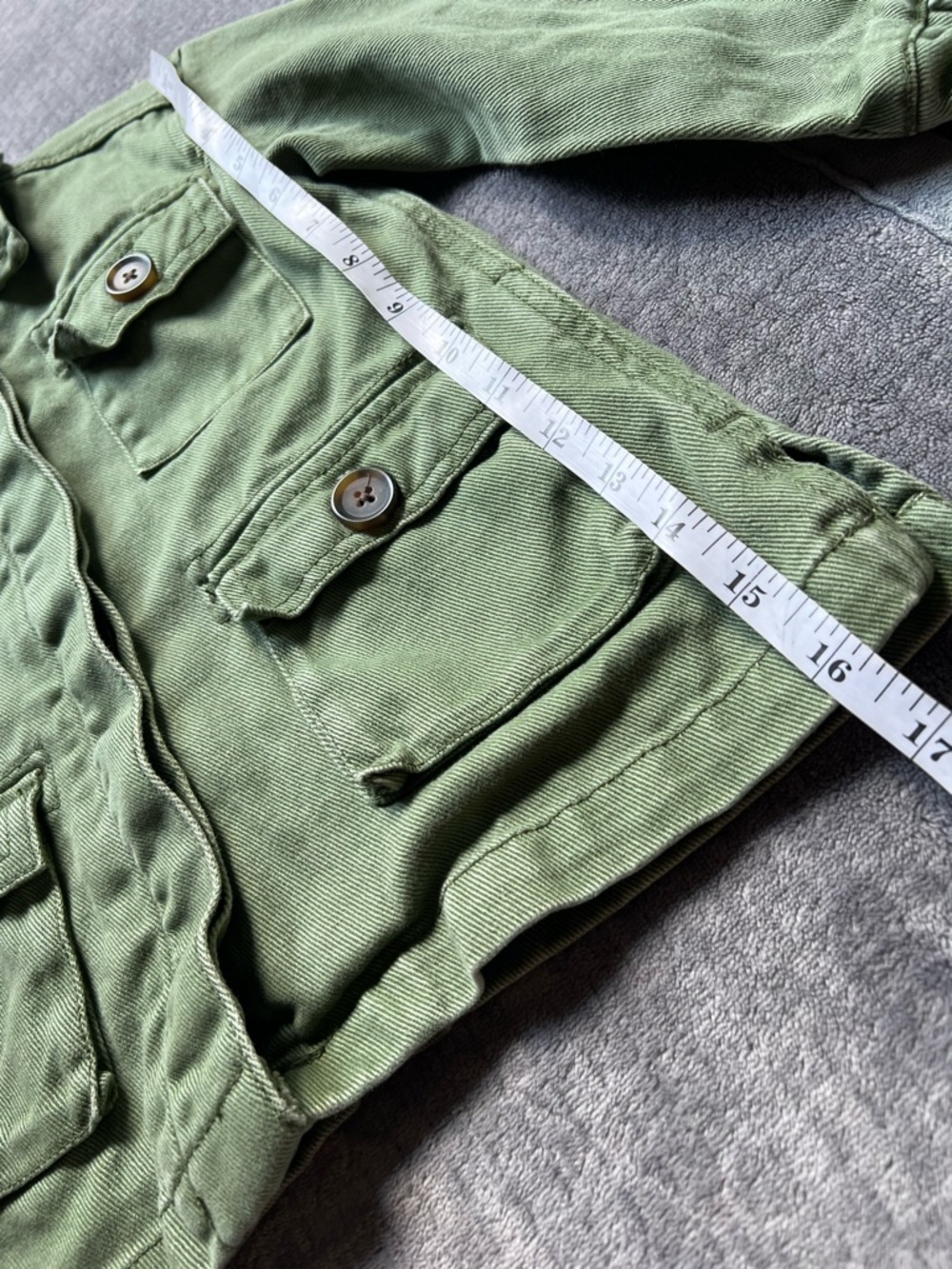 Zara Toddler Girl Utility Jacket Size 5 Olive Green Button Closure Casual Travel - Picture 8 of 15